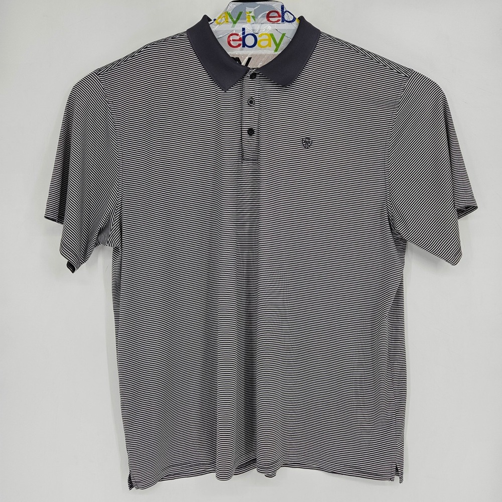 Ariat Tek Shirt Mens XXL Polo Heat Series Performance Striped Short Sleeve